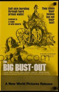 6x440 BIG BUST-OUT pressbook '72 Vonetta McGee, soft skin bursting through hard prison walls!