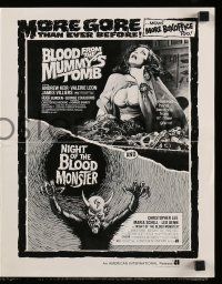 6x459 BLOOD FROM THE MUMMY'S TOMB/NIGHT OF BLOOD MONSTER pressbook '72 more gore than ever before!