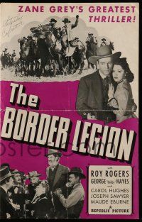 6x464 BORDER LEGION pressbook '40 Roy Rogers & Gabby Hayes in Zane Grey's greatest thriller!