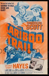 6x477 CARIBOO TRAIL pressbook R54 Randolph Scott & Gabby Hayes vs Native American Indians!