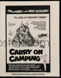 6x479 CARRY ON CAMPING pressbook '71 AIP, Sidney James, English nudist sex, wacky camping artwork!