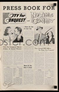 6x488 CITY FOR CONQUEST/NO TIME FOR COMEDY pressbook '46 James Cagney & James Stewart double-bill!