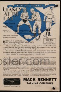 6x489 CLANCY AT THE BAT pressbook '29 Mack Sennett baseball parody, great art, incredibly rare!