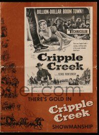 6x497 CRIPPLE CREEK pressbook '52 George Montgomery, cool art of gambling cheat getting caught!