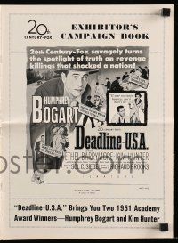 6x502 DEADLINE-U.S.A. pressbook '52 newspaper editor Humphrey Bogart, best journalism movie ever!