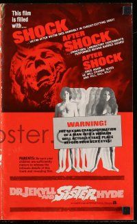 6x525 DR. JEKYLL & SISTER HYDE pressbook '72 transformation of man to woman actually takes place!