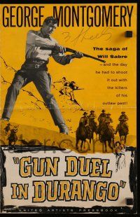 6x603 GUN DUEL IN DURANGO pressbook '57 George Montgomery in a shoot out with killers of his past!