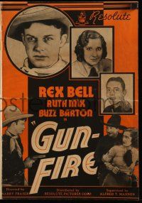 6x604 GUNFIRE pressbook '34 Rex Bell, Ruth Mix & Buzz Barton, great cowboy images!