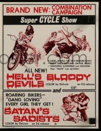 6x612 HELL'S BLOODY DEVILS/SATAN'S SADISTS pressbook '70s hard angels on hot motorcycles!