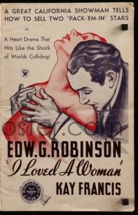 6x640 I LOVED A WOMAN pressbook '33 sexy images of Edward G. Robinson & Kay Francis, ultra rare!