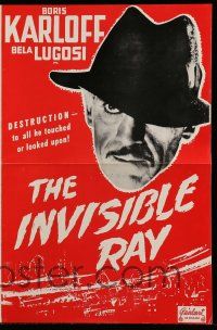 6x649 INVISIBLE RAY pressbook R48 Boris Karloff & Bela Lugosi in Universal horror/sci-fi!