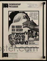 6x652 IT WON'T RUB OFF, BABY pressbook '67 interracial love, she's supposed to be easy, dig?