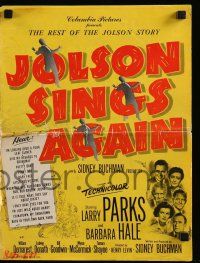 6x657 JOLSON SINGS AGAIN pressbook '49 Larry Parks as Al in the rest of The Jolson Story!