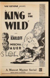 6x667 KING OF THE WILD pressbook R45 top billed Boris Karloff & cool jungle animal art, serial!