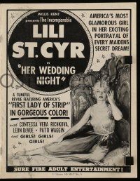 6x689 LILI'S WEDDING NIGHT pressbook '52 Lili St. Cyr's most daring creation, adult entertainment!