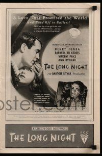 6x695 LONG NIGHT pressbook '47 Henry Fonda defies the world, Barbara Bel Geddes!