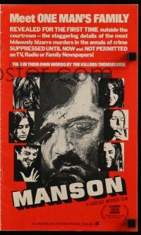 6x715 MANSON pressbook '73 AIP serial killer documentary told by Charles Manson himself!