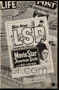 6x740 MOVIE STAR AMERICAN STYLE OR; LSD I HATE YOU pressbook '66 see how drugs change lives!