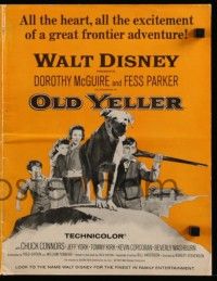 6x765 OLD YELLER pressbook R65 Dorothy McGuire, Fess Parker, art of Walt Disney's classic canine!