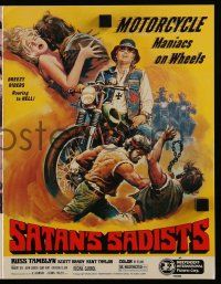 6x829 SATAN'S SADISTS pressbook R84 motorcycle maniacs on wheels roaring to Hell!