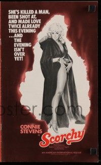 6x835 SCORCHY pressbook '76 full-length art of sexiest barely-dressed Connie Stevens in cape!