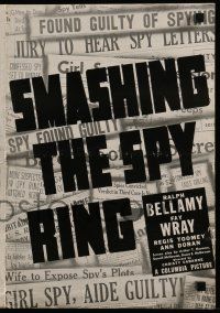 6x863 SMASHING THE SPY RING pressbook '39 Ralph Bellamy & Fay Wray, cool newspaper cover image!