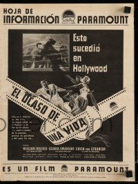 6x890 SUNSET BOULEVARD Argentinean pressbook '50 William Holden, Gloria Swanson, Billy Wilder noir