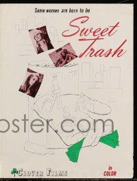 6x897 SWEET TRASH pressbook '70 great art of sexy girls & cash held in giant hand by garbage!