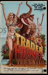 6x946 TRADER HORNEE pressbook '70 African jungle sex, opens up to a poster with art by Ekaleri