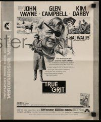 6x950 TRUE GRIT pressbook '69 John Wayne as Rooster Cogburn, Kim Darby, Glen Campbell!