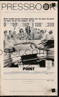 6x958 VANISHING POINT pressbook '71 car chase cult classic, you never had a trip like this before!