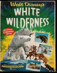 6x977 WHITE WILDERNESS pressbook '58 Disney, art of polar bear & arctic animals on top of world!
