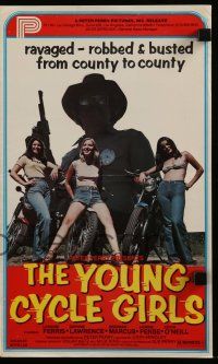 6x998 YOUNG CYCLE GIRLS pressbook '77 sleazy riders ravaged, robbed & busted from county to county!