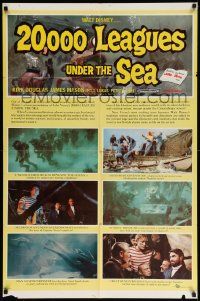 6y013 20,000 LEAGUES UNDER THE SEA style B 1sh '55 Jules Verne classic, scenes from the movie!