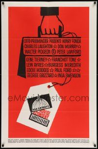 6y019 ADVISE & CONSENT 1sh '62 Otto Preminger, classic Saul Bass Washington Capitol artwork!