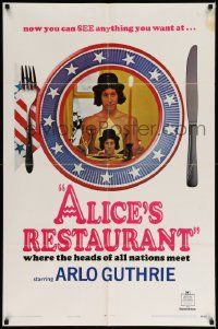 6y028 ALICE'S RESTAURANT style B teaser 1sh '69 Arlo Guthrie, musical comedy by Arthur Penn, R-rated