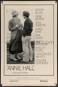 6y041 ANNIE HALL 1sh '77 full-length Woody Allen & Diane Keaton in a nervous romance!
