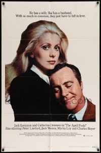 6y046 APRIL FOOLS 1sh '69 Jack Lemmon & Catherine Deneuve are married but not to each other!