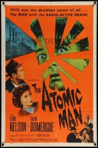 6y051 ATOMIC MAN 1sh '56 wacky image of the man they called the Human Bomb, plus Faith Domergue!