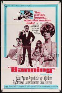 6y063 BANNING 1sh '67 Robert Wagner, Jill St. John, the action begins when the auction ends!