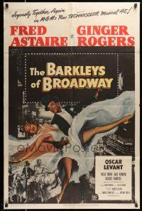 6y066 BARKLEYS OF BROADWAY 1sh '49 artwork of Fred Astaire & Ginger Rogers dancing in New York!