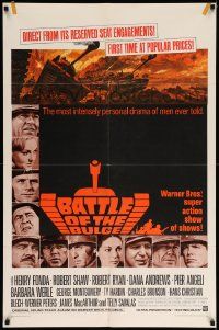 6y068 BATTLE OF THE BULGE 1sh '66 Henry Fonda, Robert Shaw, cool Thurston tank art!