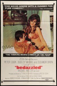 6y074 BEDAZZLED 1sh '68 classic fantasy, Dudley Moore stares at sexy Raquel Welch as Lust!