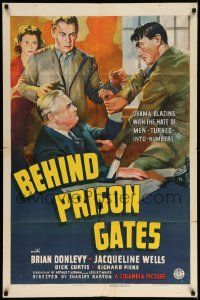 6y076 BEHIND PRISON GATES 1sh '39 Brian Donlevy, Jacqueline Wells, cool art from crime thriller!