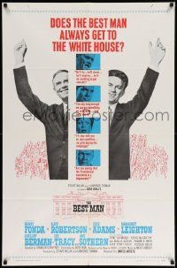6y079 BEST MAN 1sh '64 Henry Fonda & Gore Vidal running for President of the United States