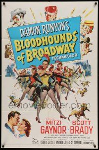 6y102 BLOODHOUNDS OF BROADWAY 1sh '52 Mitzi Gaynor & sexy showgirls, from Damon Runyon story!