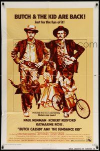 6y120 BUTCH CASSIDY & THE SUNDANCE KID 1sh R73 Paul Newman, Robert Redford, Katharine Ross!