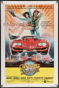 6y154 CORVETTE SUMMER style A 1sh '78 art of Mark Hamill & sexy Annie Potts on custom Corvette!