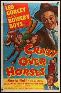 6y160 CRAZY OVER HORSES 1sh '51 Leo Gorcey, Huntz Hall, Bowery Boys, horse racing & gambling!