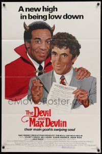 6y182 DEVIL & MAX DEVLIN 1sh '81 Disney, art of Elliott Gould & Devil Bill Cosby by Sizemore!